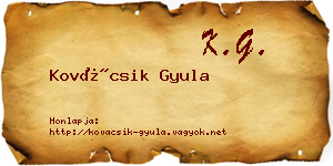Kovácsik Gyula névjegykártya