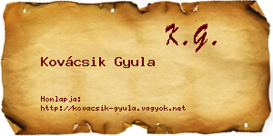 Kovácsik Gyula névjegykártya